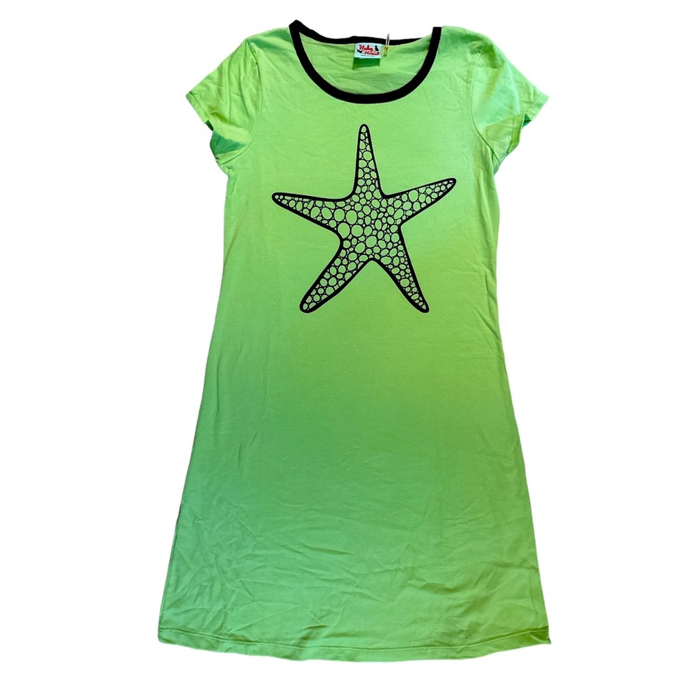 Haley and the Hound Amelia T-Shirt Dress - Starfish- Green and Navy - XS NEW